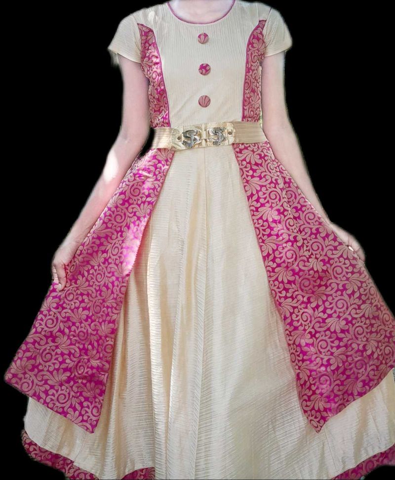 Elegant Pink &amp; Cream Dress