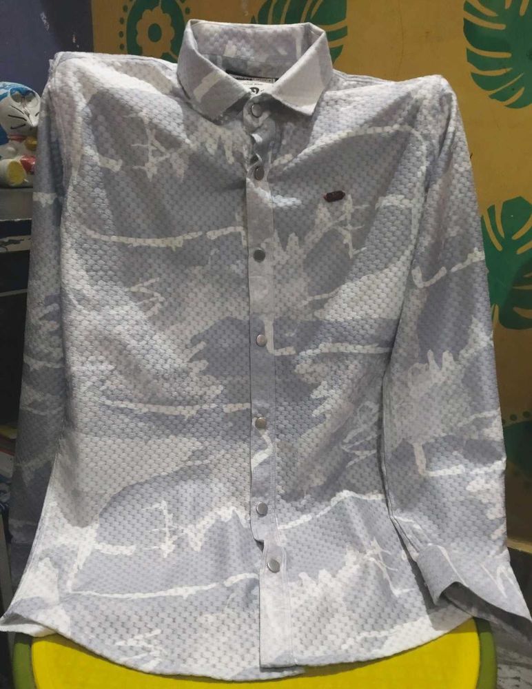 Patterned Button-Down Shirt