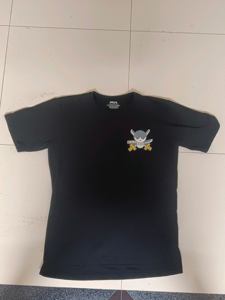 Anime Black Tshirt of Zoro Back Print