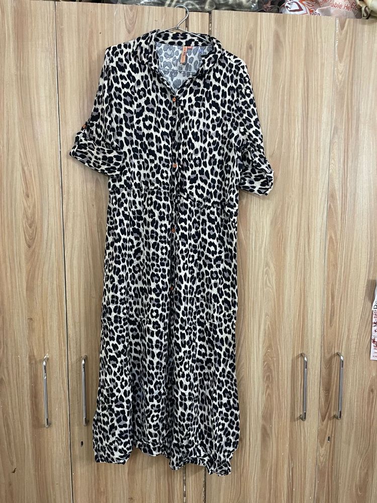 Leopard Print Midi Dress