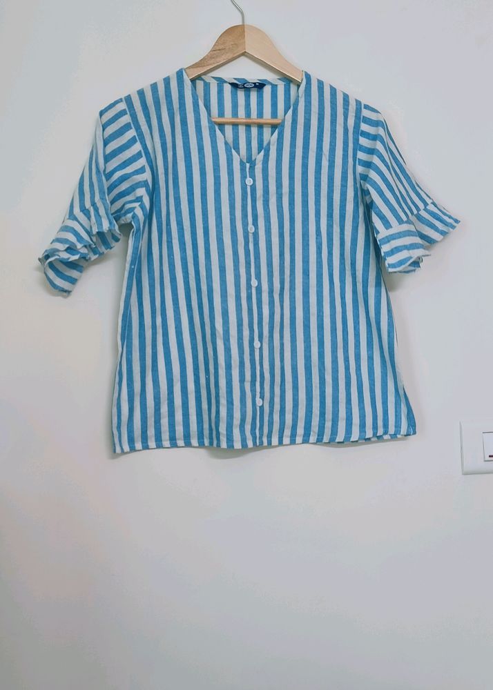 Striped Ruffle Sleeve Top