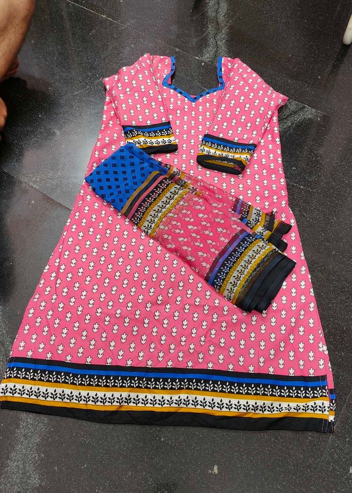 Pink Kurti And Dupatta