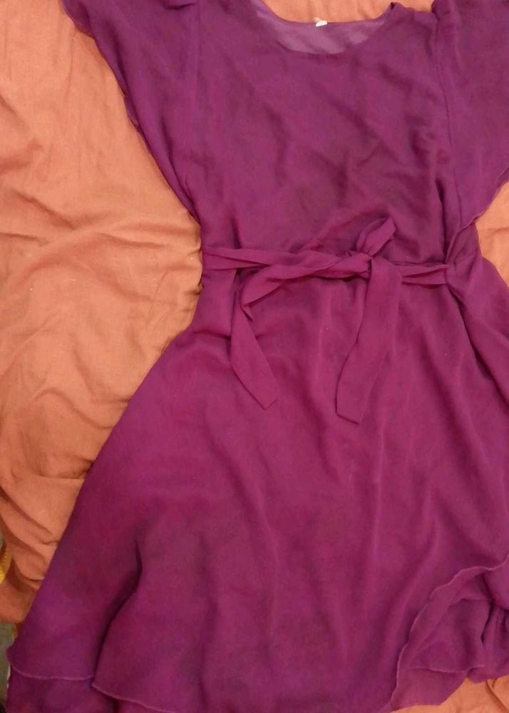 Purple Chiffon Mini Dress