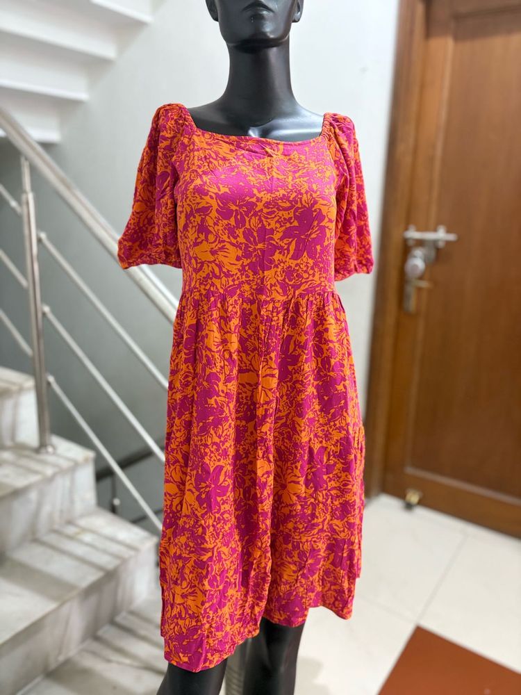 Pretty Square Neck Midi Dress