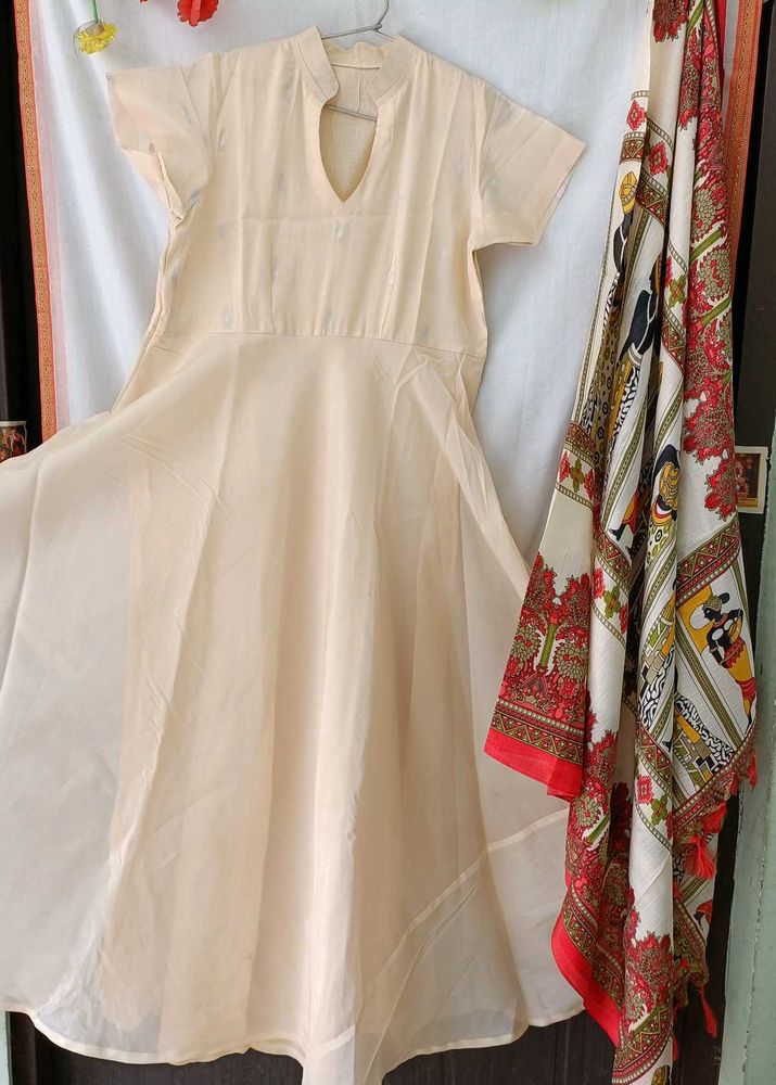 Elegant Gown Cream With DUPATTA