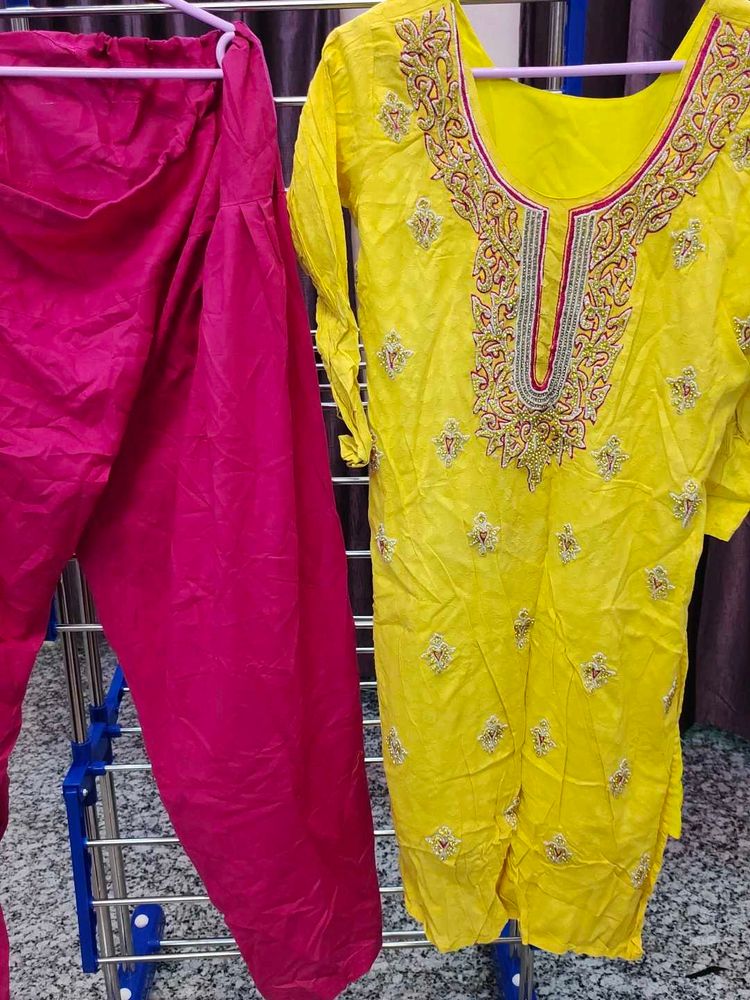 Yellow Stone Work Salwar Suit