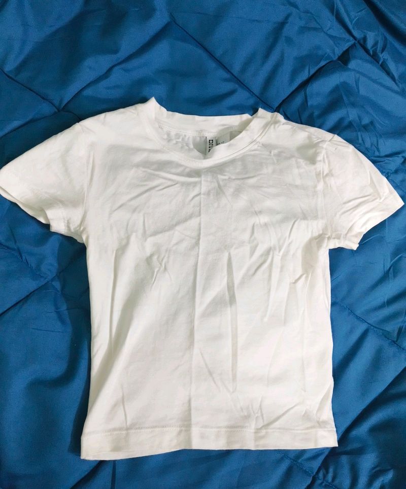 H&amp;M Fitted Crop White Tshirt
