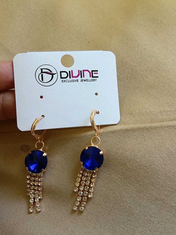 Divine Blue Crystal Drop Earrings