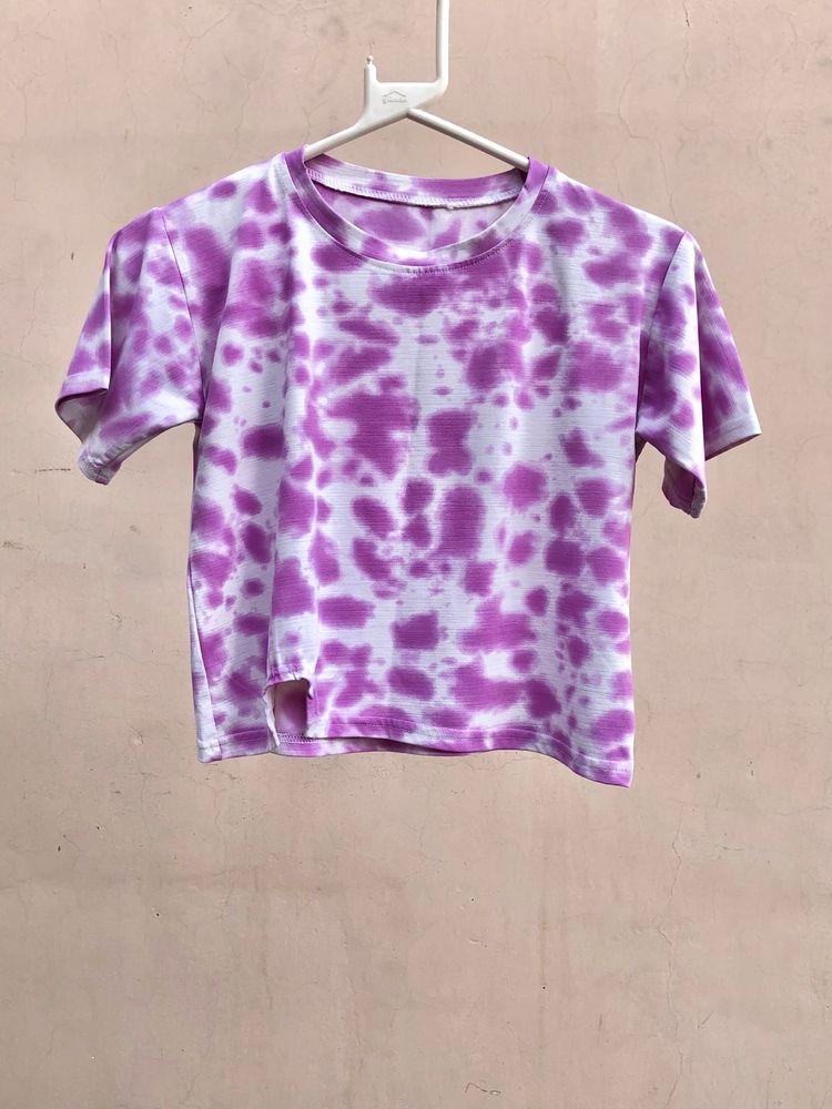 Purple Tie-Dye Crop Top
