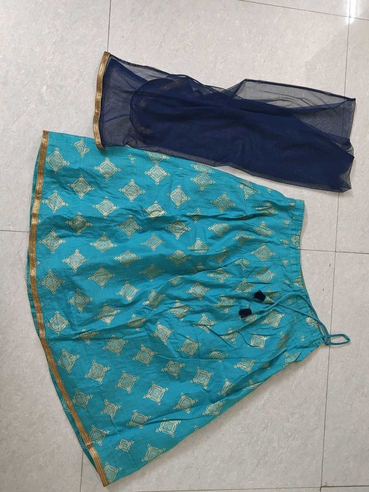 Teal &amp; Gold Print Skirt Set