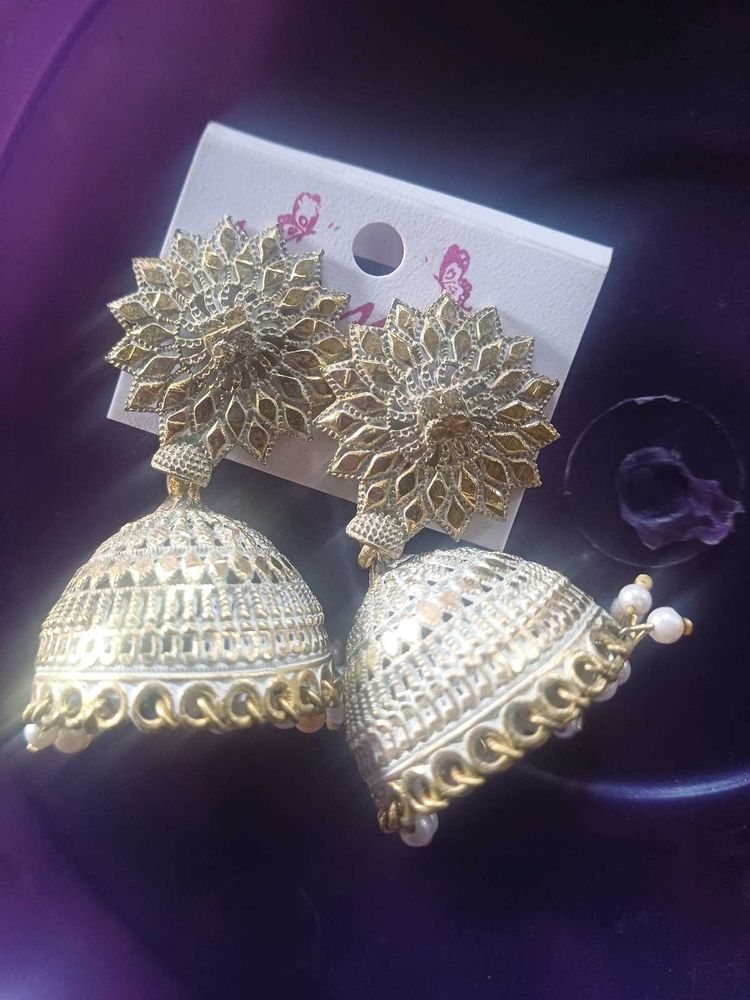 Golden Jhumka Earrings