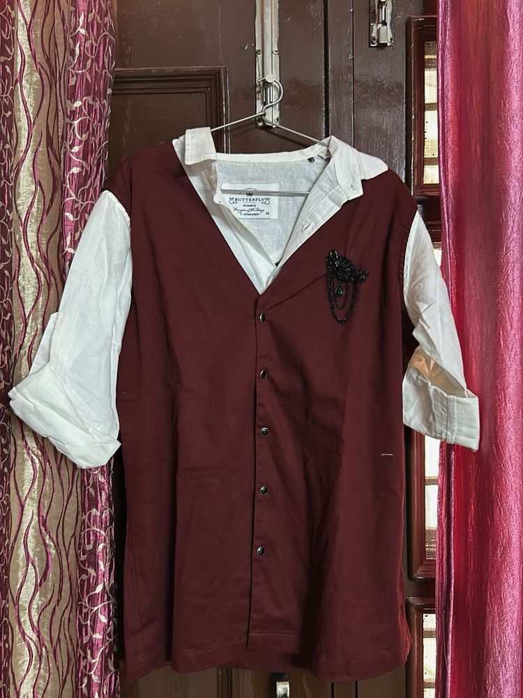 Unique Burgundy &amp; White Button-Down