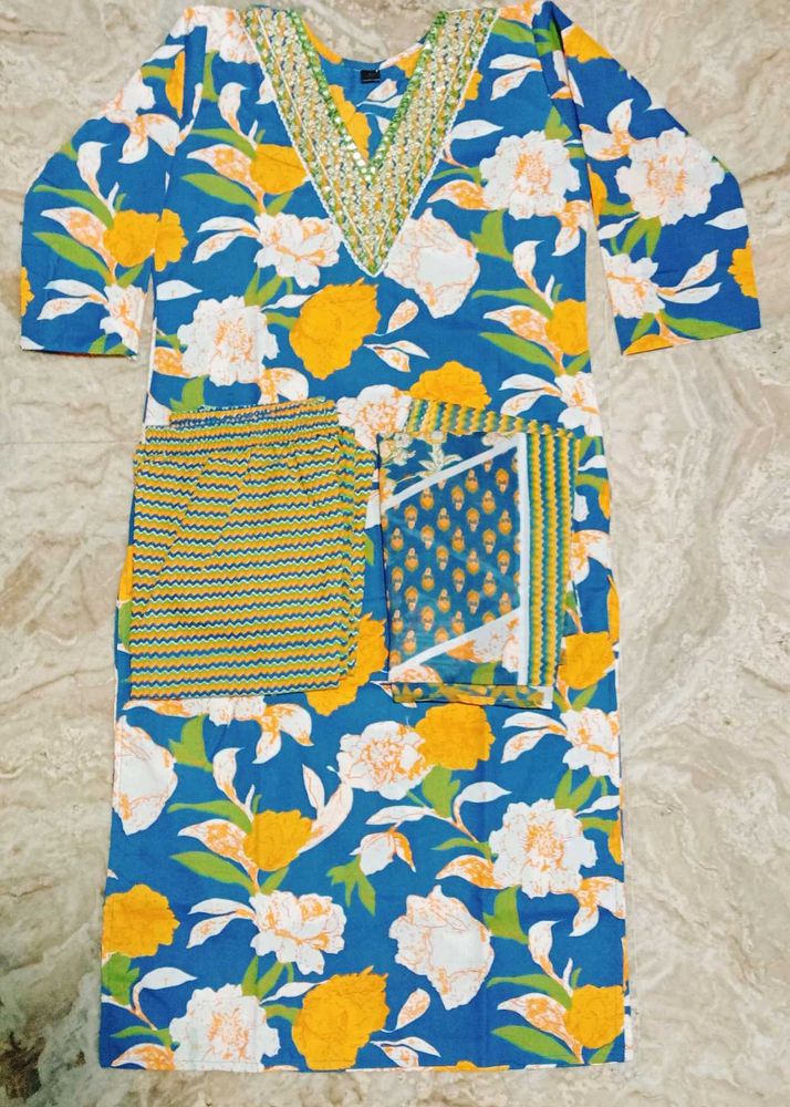 Flower Print Kurti Set