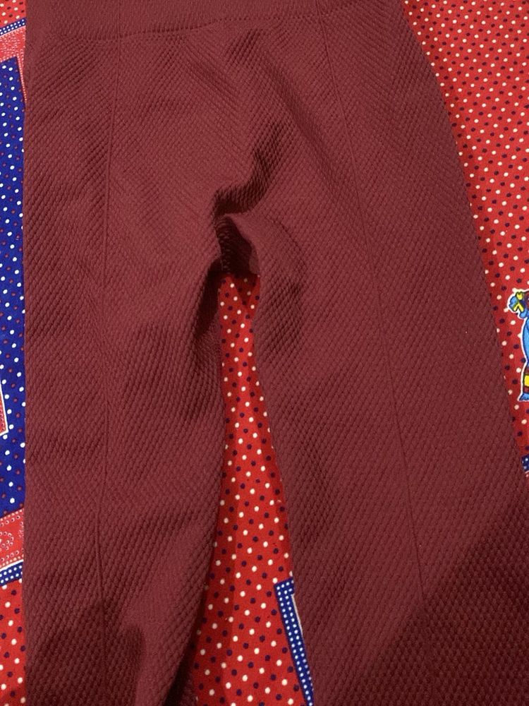 Burgundy Textured Leggings