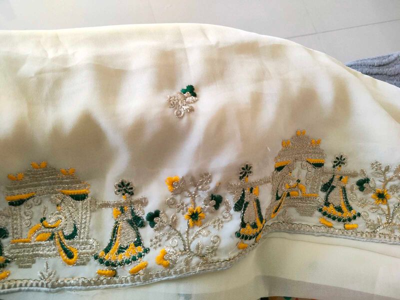 Off White Embroidery Saree