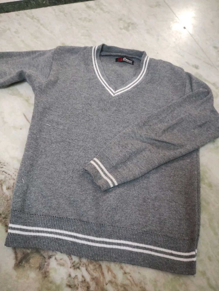 Gray V-Neck Sweater