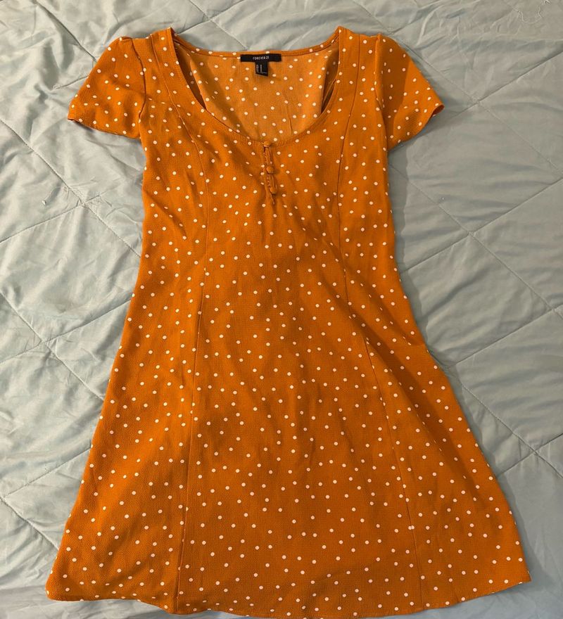 Polka Dot Mini Dress Size M Yellow