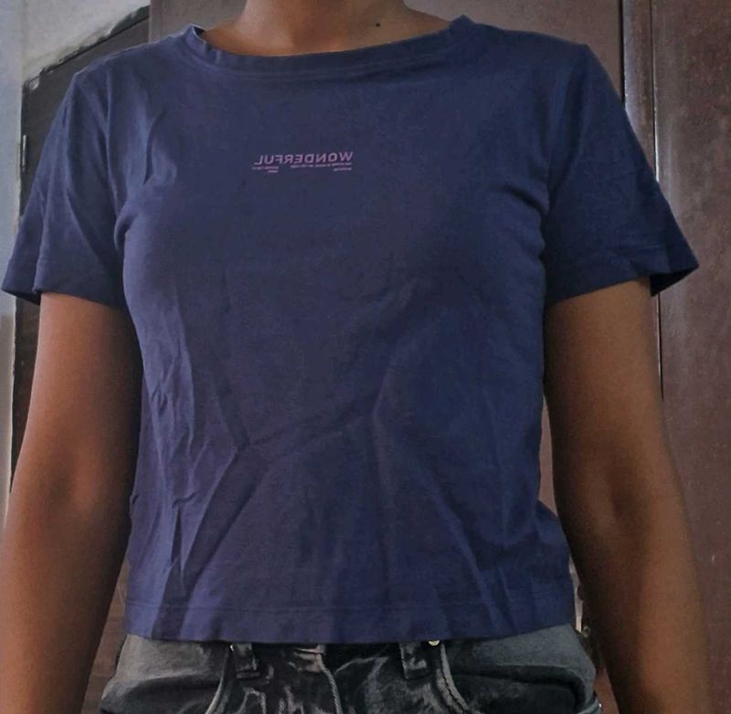 Blue Zudio Basic Crop Top