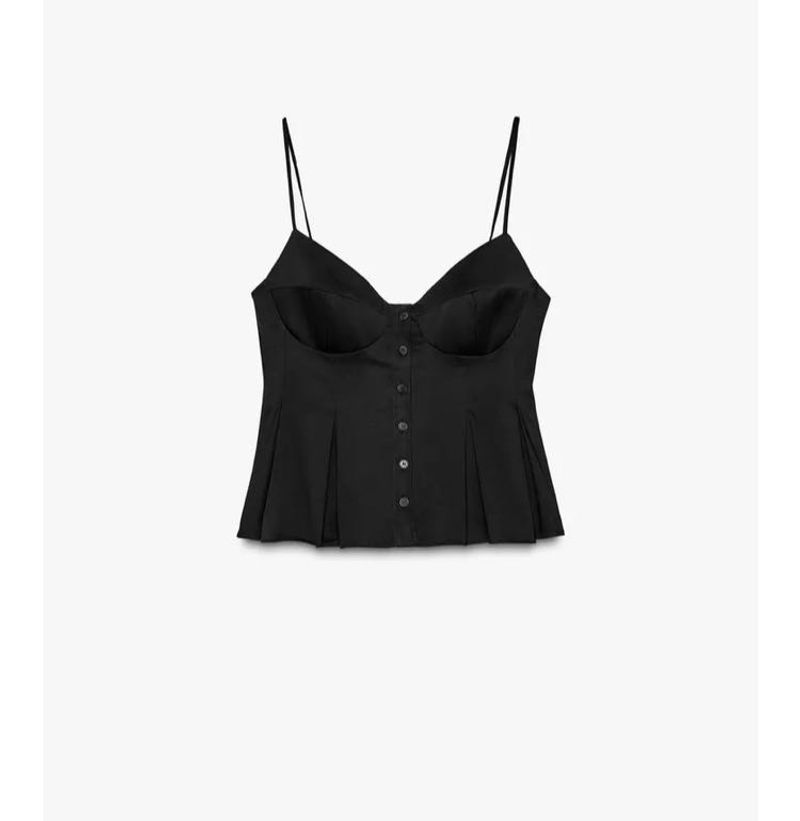 Black Button-Down Peplum Cami Top