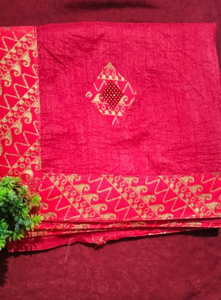 Beautiful saree With Red Border