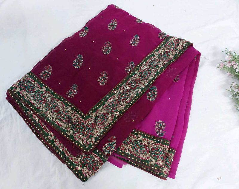 Magenta Gradient Georgette Saree
