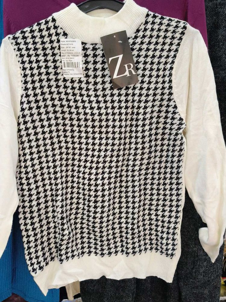 Houndstooth Knit Sweater