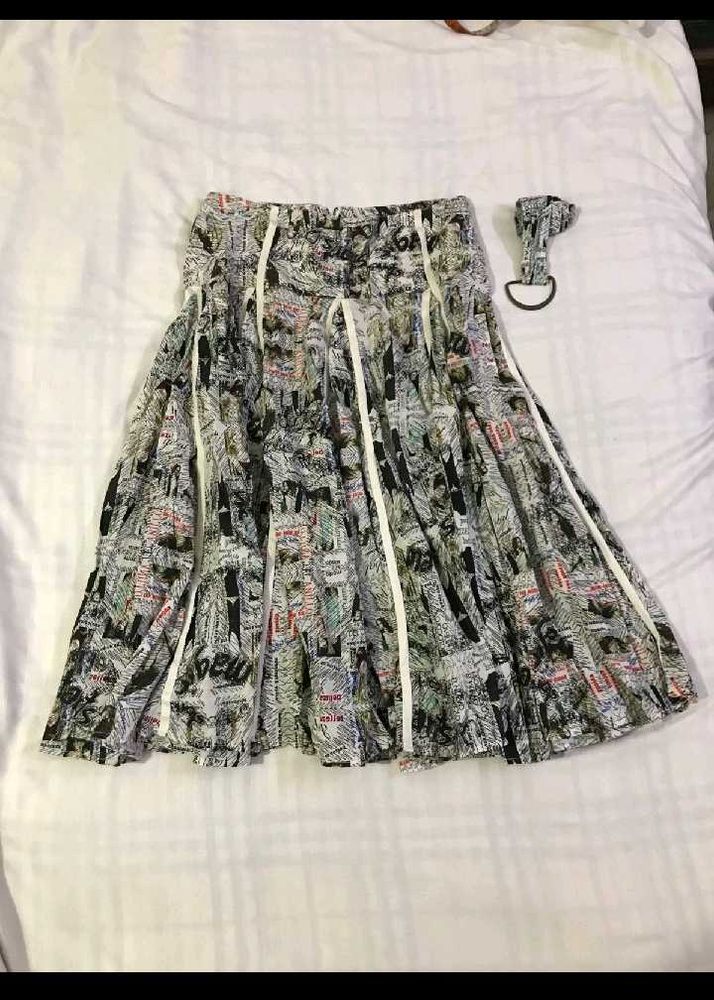 Midi Skirt With Belt Waist 30-32
