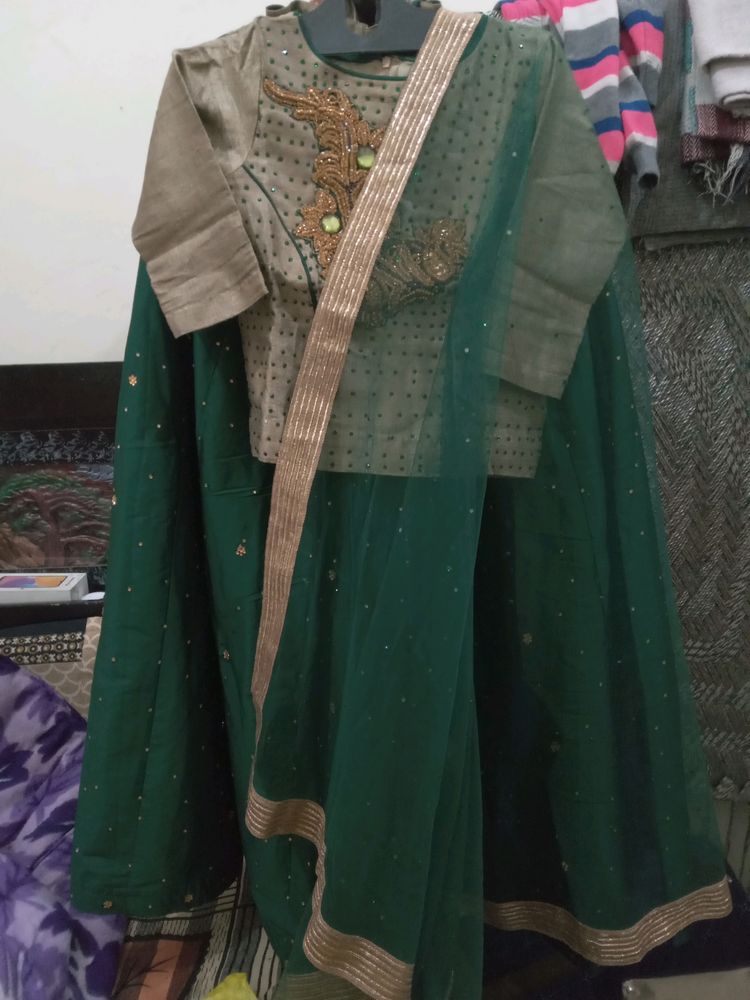 Bottle Green Lehanga