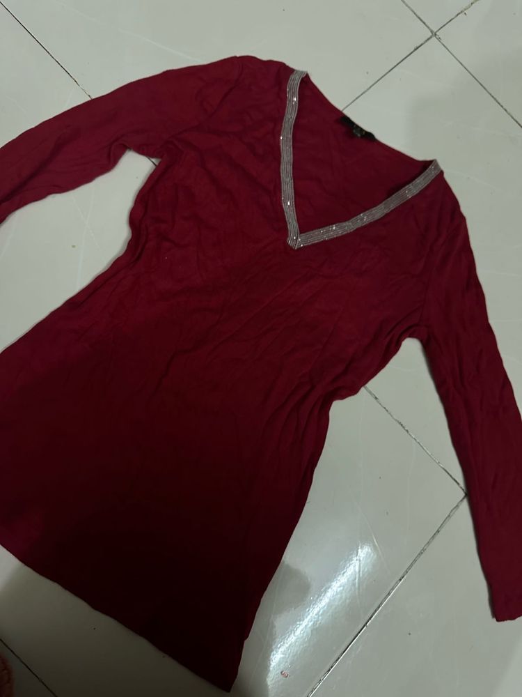 Maroon Long Sleeve Top