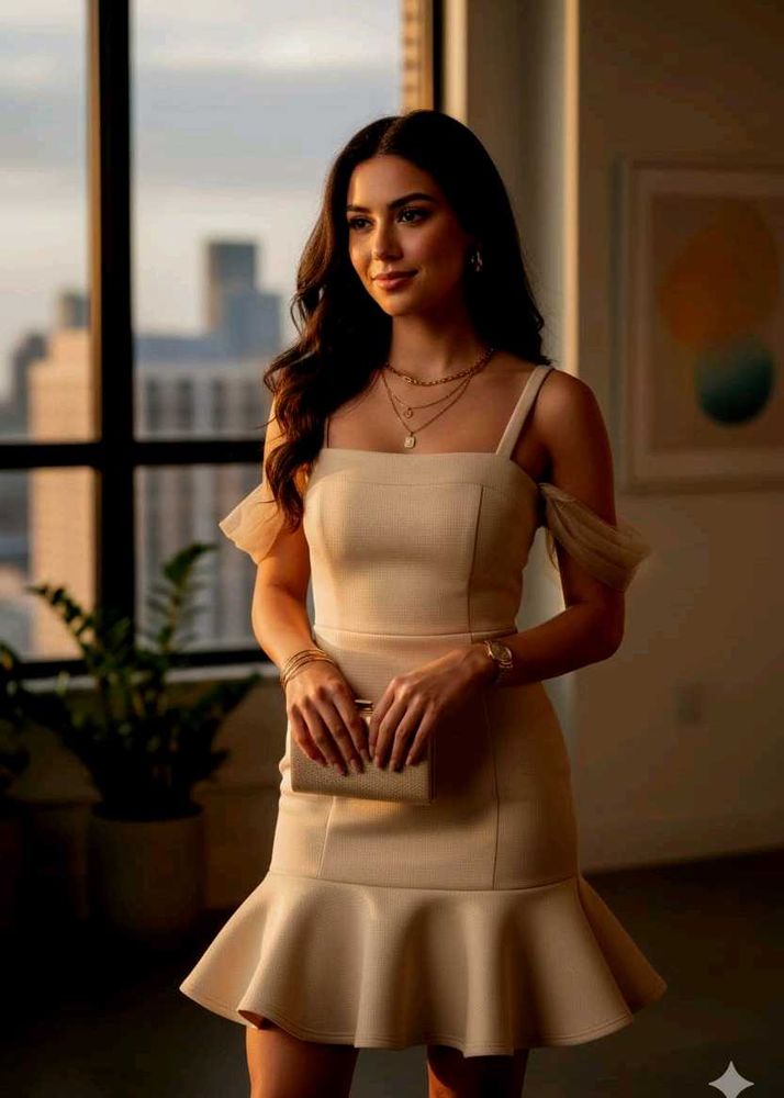 Elegant Beige Party Dress