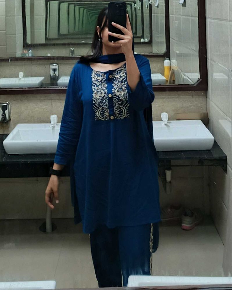Teal Embroidered 3 Piece Suit