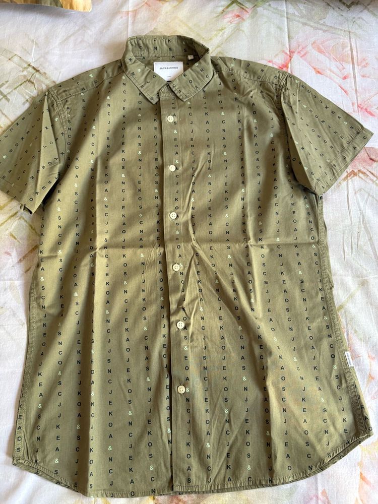 Olive Green Patterned Shirt