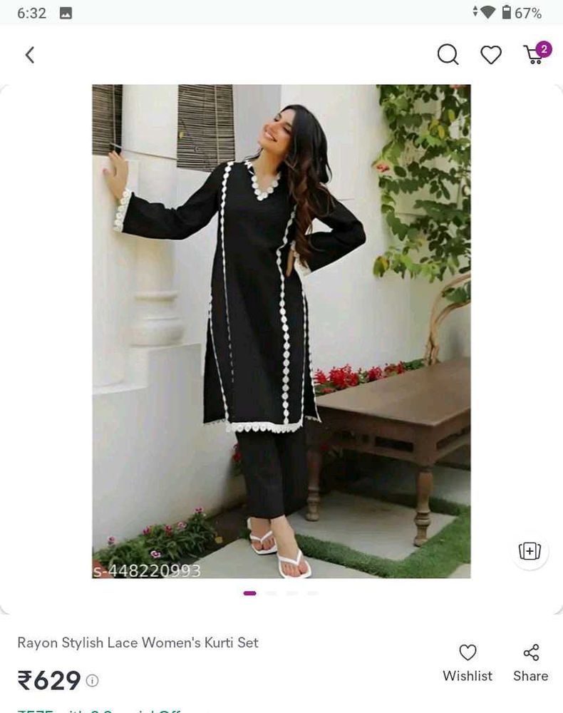 Stylish Black Kurti Se + (Freebie)
