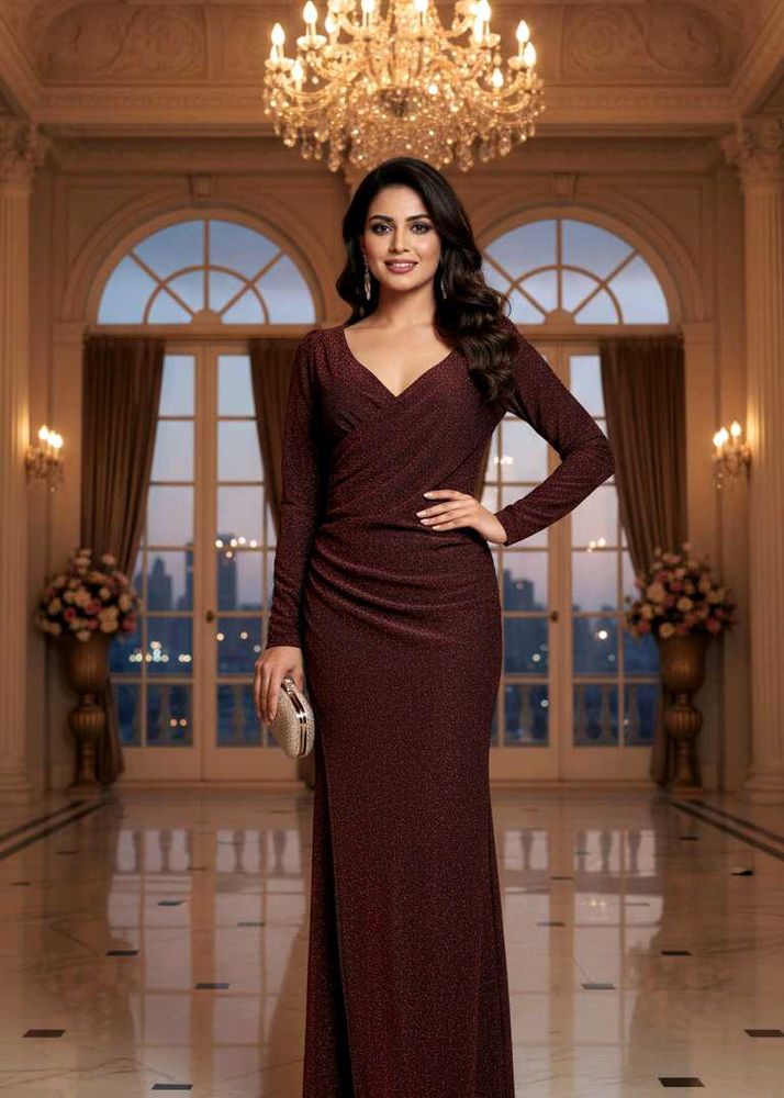 Elegant Maroon Evening Gown