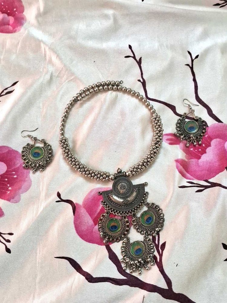 Peacock Necklace and Earring Set