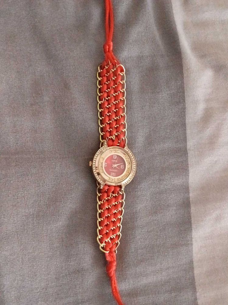 Red &amp; Gold Accent Watch