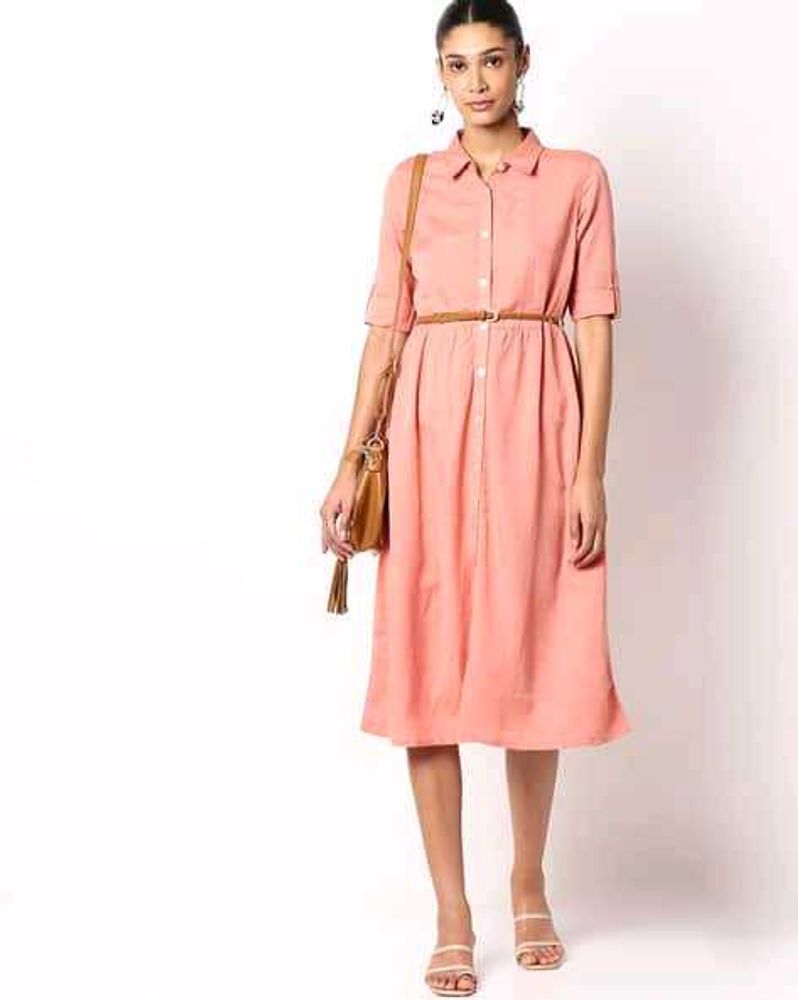Peach Shirt Dress