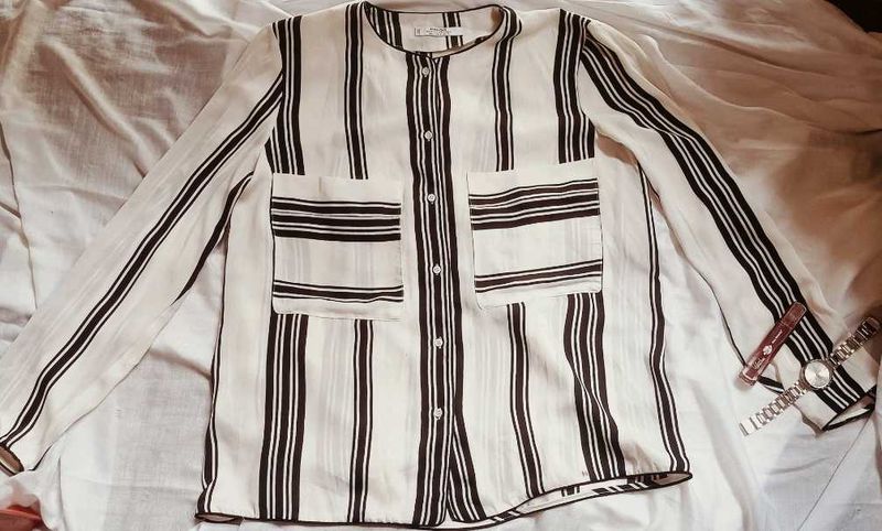 Mango Striped Button-Down Shirt