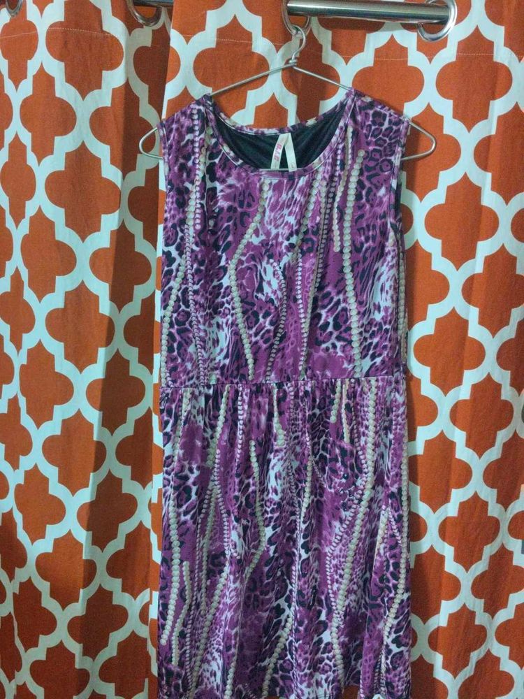 Stylish Purple Animal Print Dress