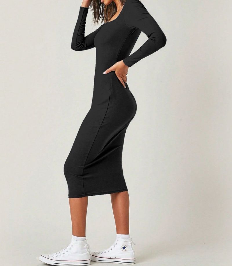 Black Bodycon Midi Dress
