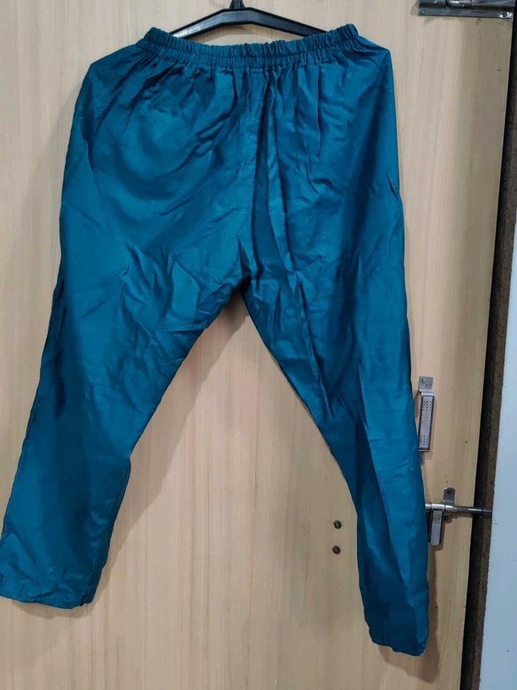 Teal Silk Blend Pants