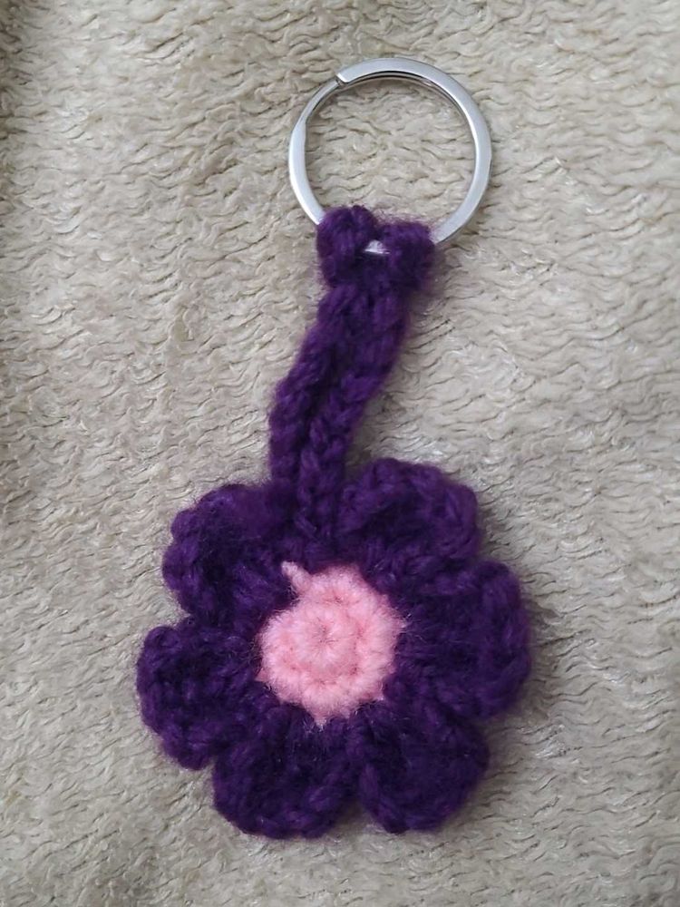 Handmade Crochet Flower Keychain