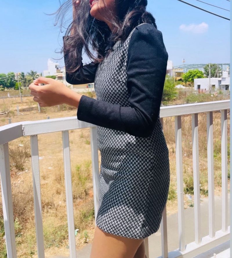 Houndstooth Contrast Dress
