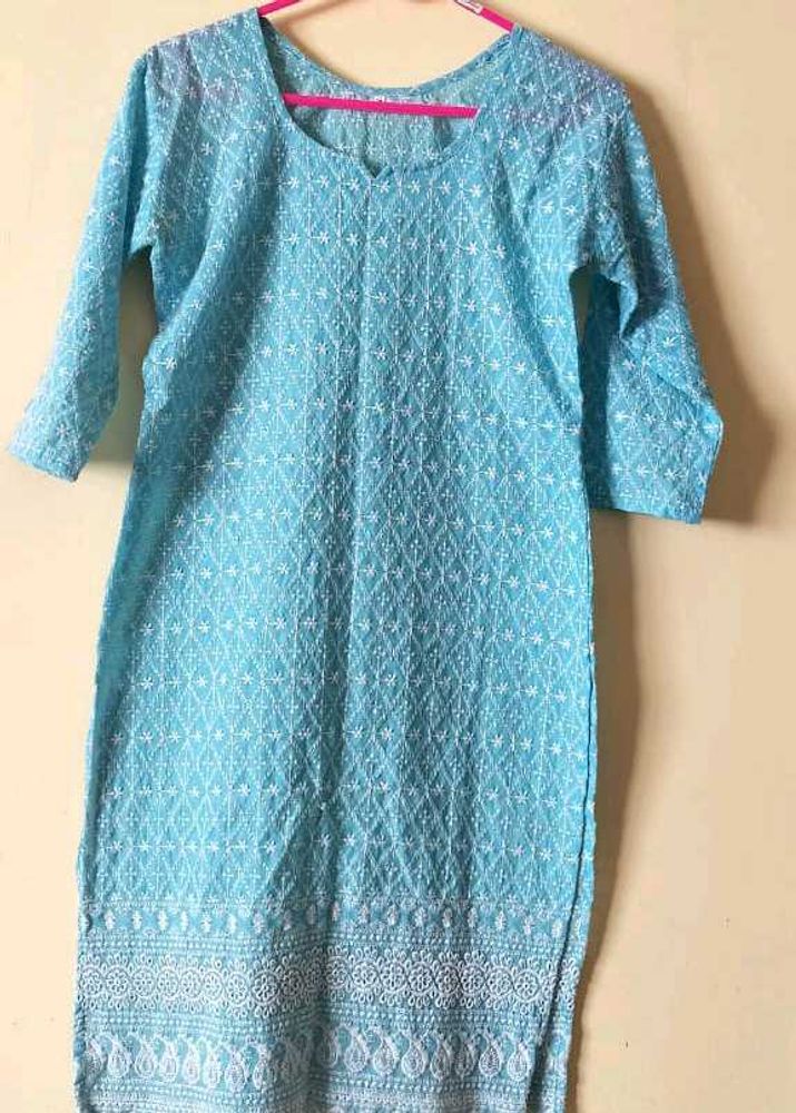 Sky Blue Embroidered Kurta