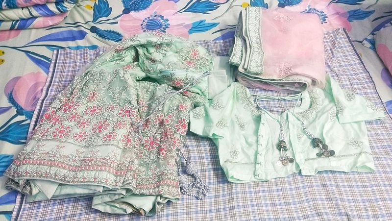 Sea Green Floral Lehenga