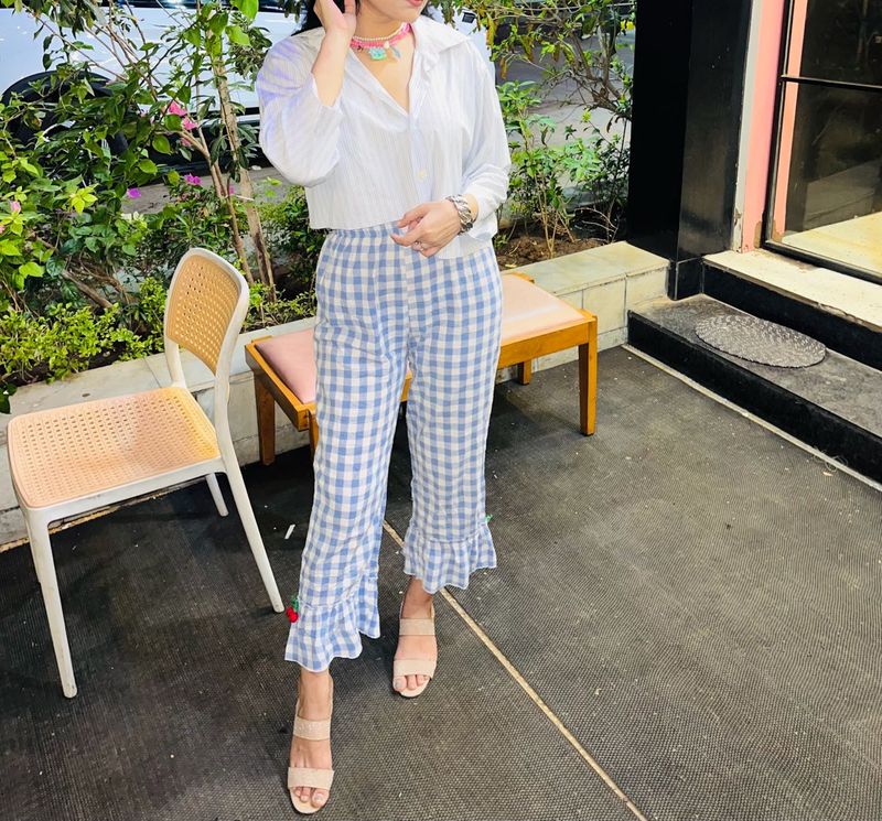 Gingham Frill Trendy Pant
