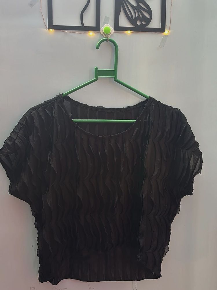 Black Fancy Crop Top
