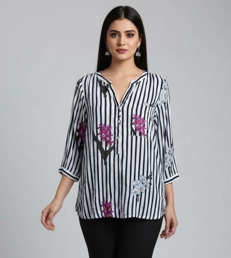 Striped Floral Top