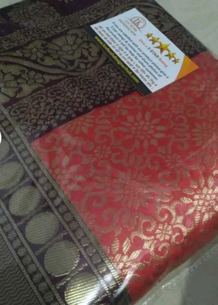 Pink &amp; Purple Border Banarasi Silk Saree
