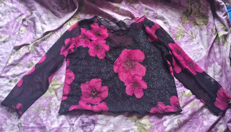Glittery Mesh Top